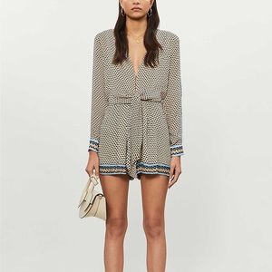 Reiss hazel long sleeved luxurious romper playsuit jumpsuit 6 viscose patterned